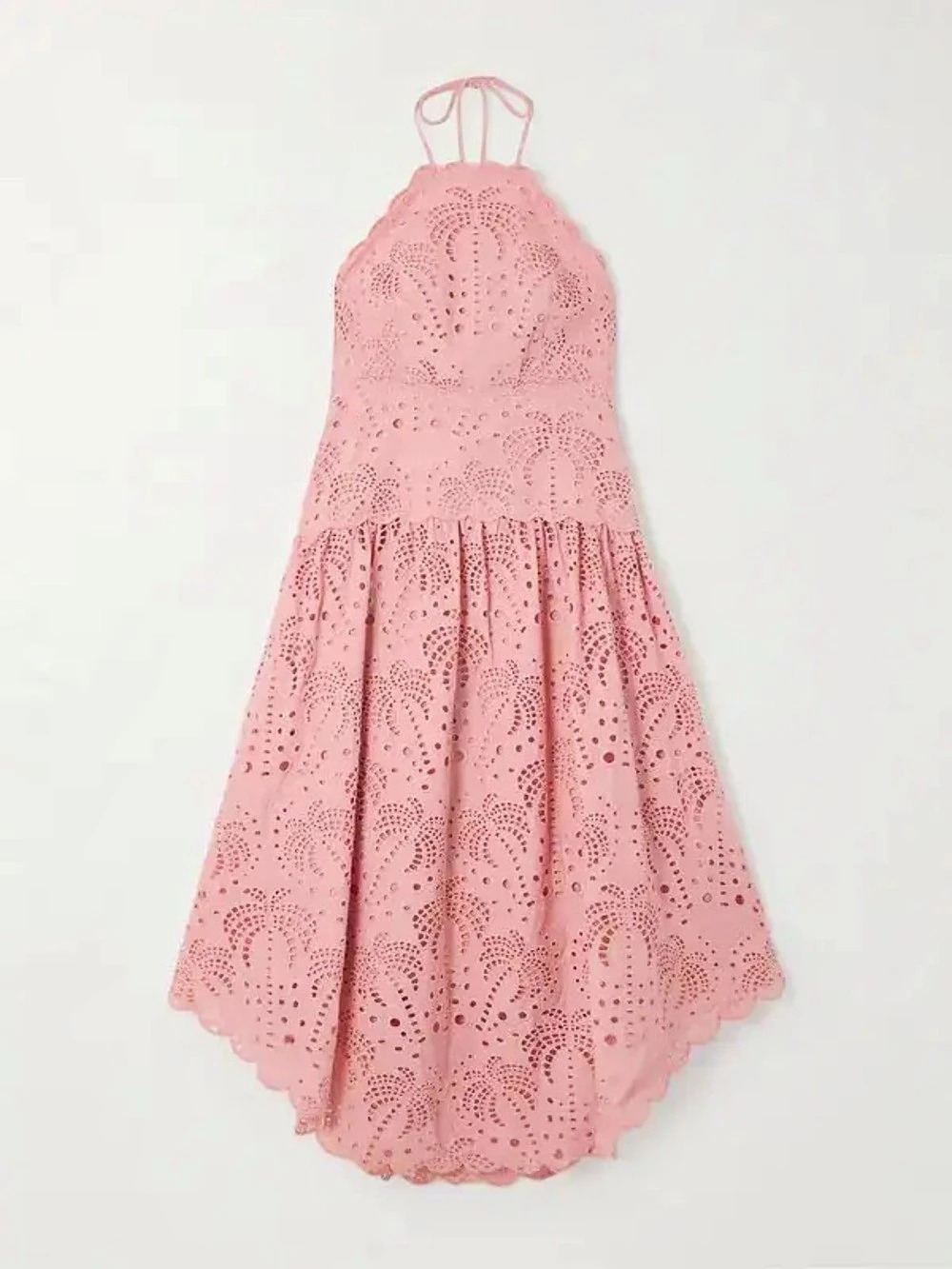 Farm Rio Eyelet Halter Midi Dress in Pink - Picture 4 of 4